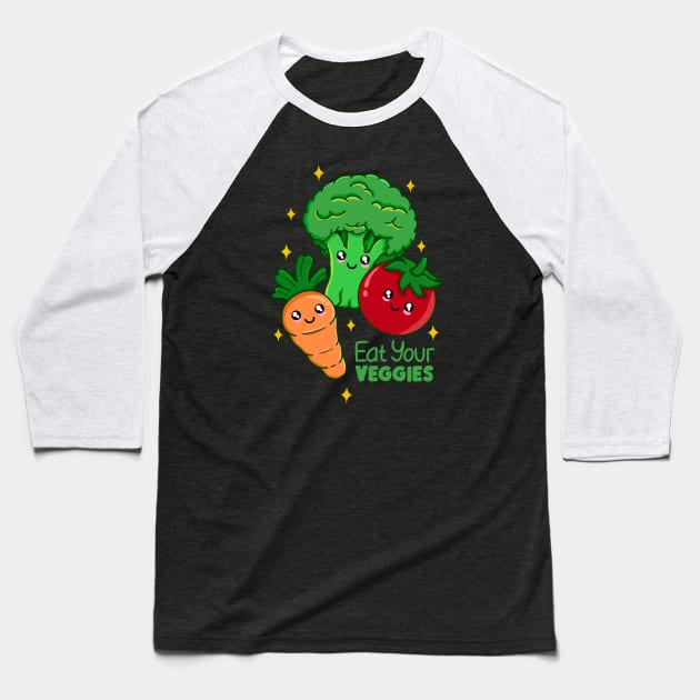 Eat Your Veggies Baseball T-Shirt by Kimprut